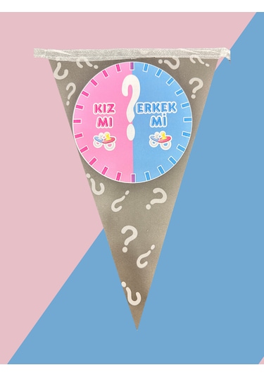 Baby Shower & Gender Reveal 9 Lu Üçgen Flama Süsleri
