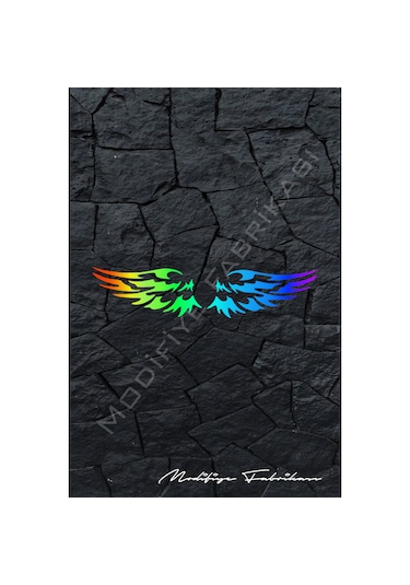 Melek Kanat Sticker Folyo - Hologram - 24 X 5.5 Cm