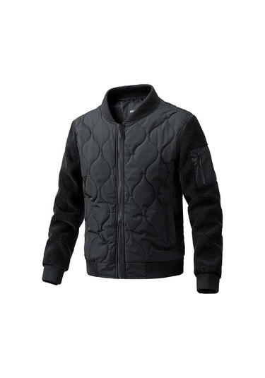 Şık Fermuarlı Yün Kollu Erkek Günlük Ceket Mavi