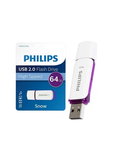 Philips Fm64fd70b/00 Snow Mor/beyaz 64 Gb Usb 2.0 Flash Bellek