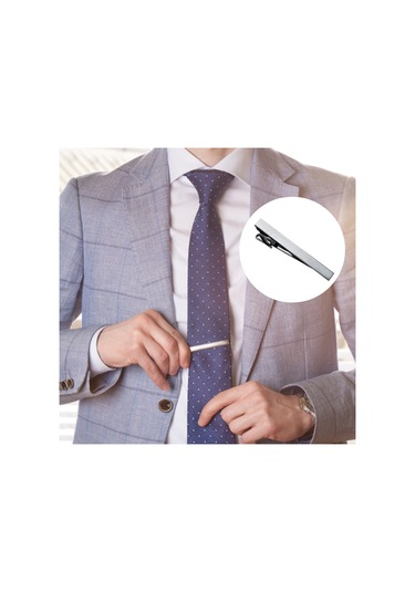 Monyee Erkek İş Gömleği Kravatı İçin Sert Çelik Kaplama, Pürüzsüz Parlatma, Alerjiye Uygun, Siyah Gümüş Çizgili Kravat Klipsi Çok Renkli