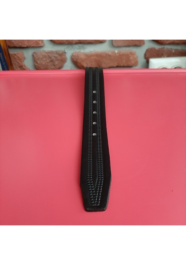 Erkek Kemer Baskı Desenli Siyah Hakiki Vejetal Dana Deri 3.5 CM Siyah