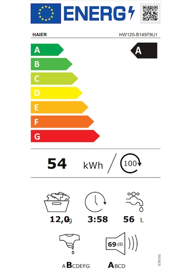 Haıer HW120-B14979U1 A 1400 Devir 12 KG Wi-fi + Çamaşır Makinesi Beyaz