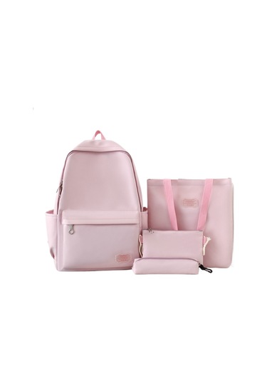 Forestbird Ortaokul Ve Üniversite Öğrencileri İçin Şık Görünümlü, Büyük Kapasiteli, Dört Parçalı Okul Çantası Seti - Pembe