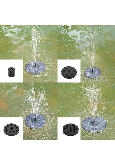 Mufunye Güneş Enerjili Bahçe Havuzu Su Pompası, 6 Farklı Nozzle İle Otomatik Çalışır, 65cm Maksimum Sprinkler Yüksekliği, Siyah Monokristal Silisyum