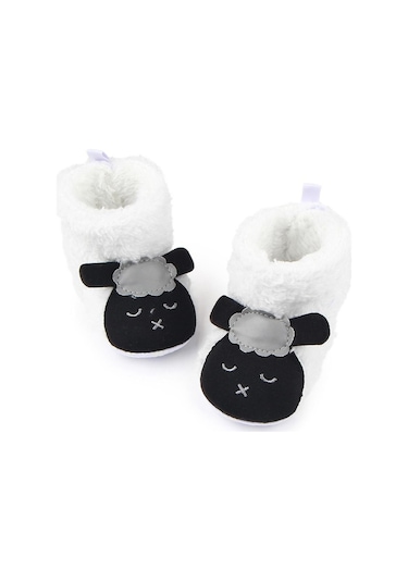 Suntek Sevimli Karikatür Hayvan Unisex Çocuk Polarlı Panduf Beyaz