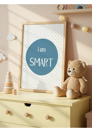 I Am Smart Dijital Baskı Poster Mavi Çerçevesiz