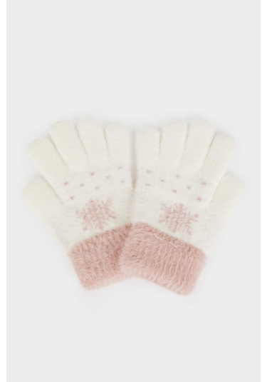 Defacto Kız Çocuk Triko Eldiven V1289a625wner129 Ekru