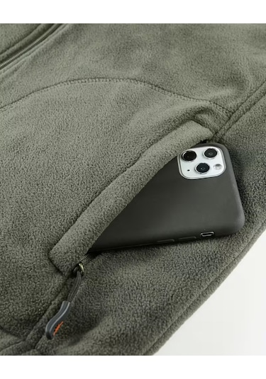 Snapbuy Kışlık Çift Taraflı, Çok Cepli, Bol Kesimli, Kalın Peluşlu Erkek Yeleği Asker Yeşili