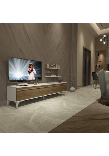 Decoraktiv Eko 4 Mdf Std Silver Tv Ünitesi Tv Sehpası Beyaz - Pera