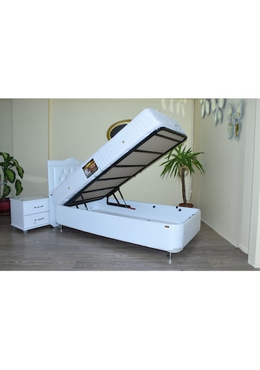 Suni Deri Beyaz Silinebilir Kumaş Metal Transmisyon Çelik 120*200 cm, Ortopedik Cotton Kumaş Yatak