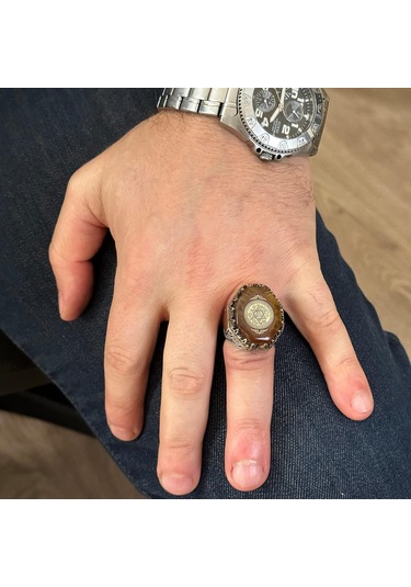 David Yıldızı Erkek Yüzüğü, El Yapımı Yüzük, 925 Ayar Gümüş Erkek Yüzüğü Gümüş