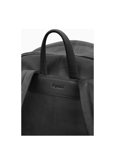 Ryoko Madison Full Grain Deri Unisex Sırt Çantası Black 3 Siyah
