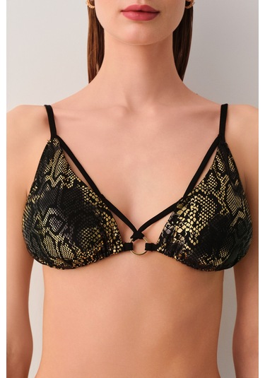 Suwen Medusa Üçgen Bikini Üstü Sb2516512061206 Siyah Yılan Baskılı