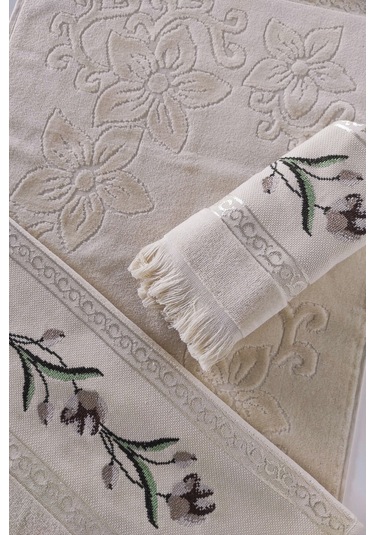 Etamin Nakışlı Jakarlı Kadife El Yüz Havlusu - 50x90 Cm- Kapuçino Cappuccıno Cappuccino
