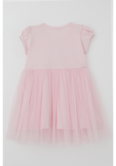 Breeze Kız Çocuk Elbise Çiçek Baskılı Tüllü Fiyonk Detaylı 1.5-5 Yaş, Pembe Pembe