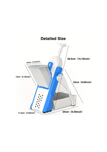 Honeybeeshop Genaı Çok Amaçlı Sebze Doğrayıcı Ve Meyve Dilimleyici Blue Manuel Gıda Rendesi Ayarlanabilir Paslanmaz Çelik Bıçak İle Patates Soğan Havuç İçin 1 Parça