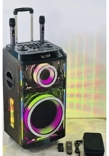 12"+1 Tweeter/equalizer Profosyonel Bluetooth Hoparlör 60000watts Speaker Çift Mikrofonlu Derin Bass