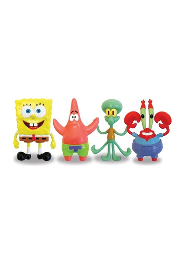 Nickelodeon Spongebob Squarepants Flexfigs Sünger Bob 4 Lü Set Esnek Hareketli Figürler - 10 Cm Sünger Bob