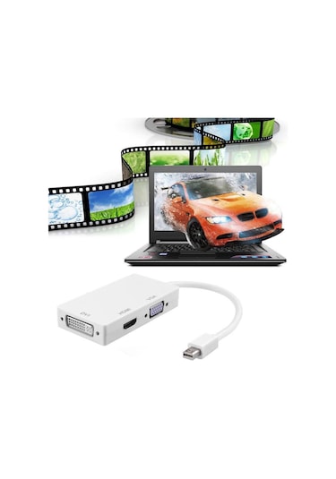 Mini Displayport To Hdmi Dvi Vga Kablo Çevirici Dönüştürücü Thunderbolt
