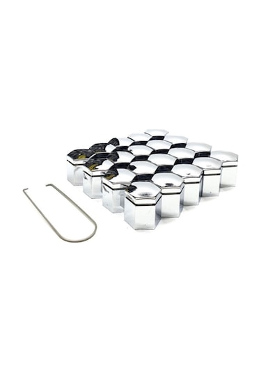 Bijon Kapağı 17 Mm Siyah Ve Krom Renk 20 Adet