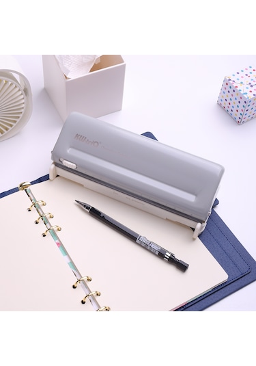 Aubyhe 9173 6 Delikli Delici 10 Adet A4 Kağıt Kapasitesi Ayarlanabilir Ölçü Çubuğu 19/38/51/70mm Aralık Ayarı A4/a5/a6/a7/b5 Vb. Uyumlu Gri Gri