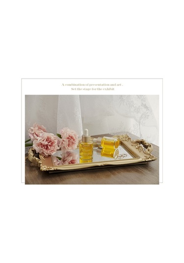 1 Adet Vintage Plastik Dekoratif Cam Ayna Tepsi Meyve Takı Ekran Depolama Plakası Ev Masaüstü Süsler Depolama Tepsileri Ahşap - Kırmızı