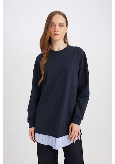 Defacto Bisiklet Yaka Etek Ucu Detaylı Basic Düz Sweatshirt Lacivert Tunik A9529AX24AUNV248 Lacivert Defacto Bisiklet Yaka Etek Ucu Detaylı Basic Düz Sweatshirt Lacivert Tunik A9529AX24AUNV248 Lacivert