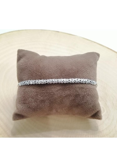 Omar Silver Erkek Kral Yassı Ezme Balık Sırtı 925 Ayar Gümüş Bileklik