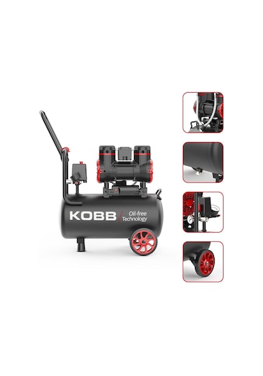 Kobb KBK25S 1.7 Hp 25 L 8 Bar Yağsız Sessiz Taşınabilir Hava Kompresörü