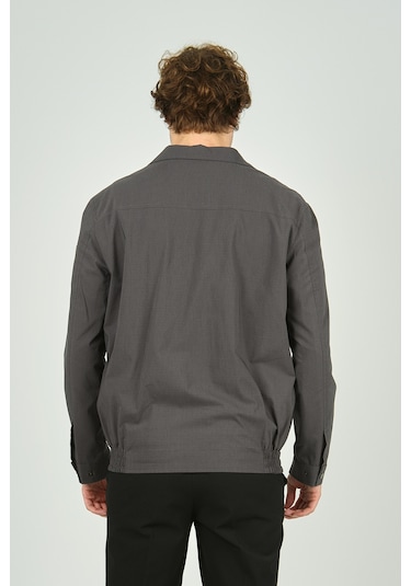 Lucas Erkek Ekoseli Gömlek Yaka Mevsimlik Spor Mont 3718 Füme Füme