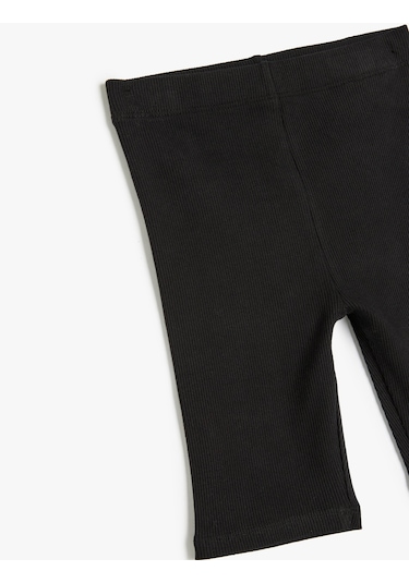 Koton Beli Lastikli Pamuklu Basic Kısa Tayt Siyah 5skg40010ak Siyah