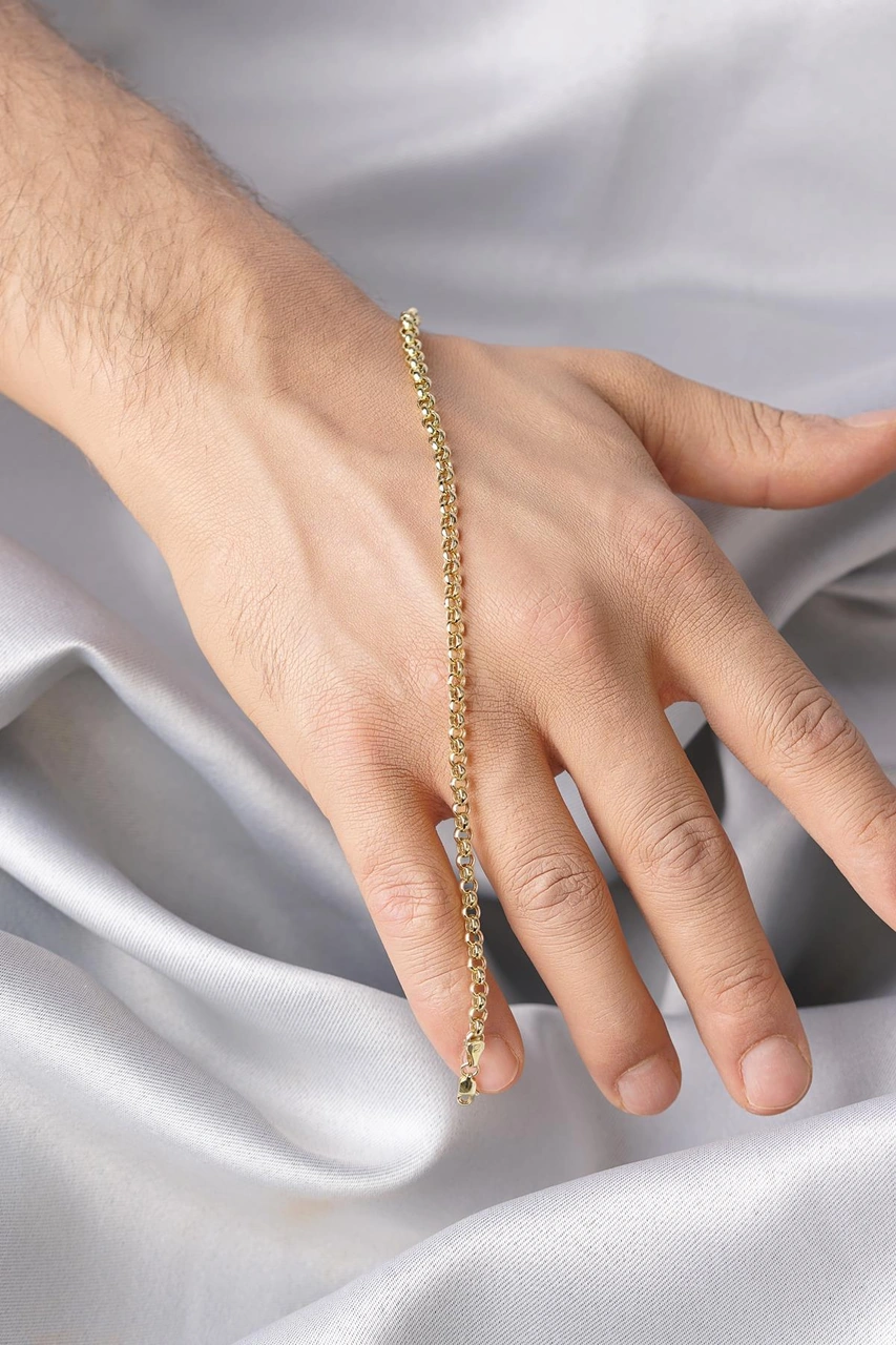 14 Ayar Altın Doch Erkek Bileklik 3.90 Mm Sarı Altın