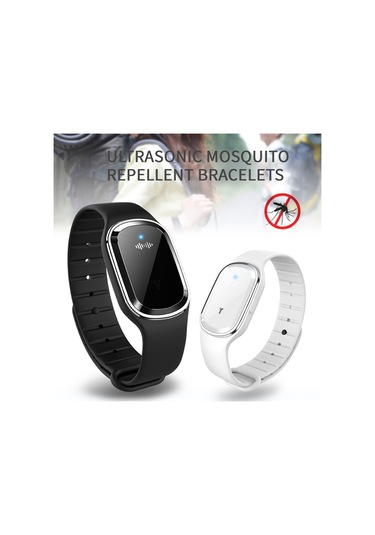 Kangvka Siyah Ultrasonik Entegreli Uygunluk Ayarı Yapılabilir Elektrikli Toprak Arısı Kovucu Bileklik - Ev, Ofis Ve Dış Mekanlar İçin