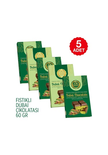 Milat Dubai Çikolatası Fıstıklı 5 60 G