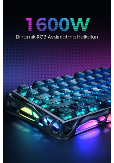 Gravastar Mercury V75 He Hall Effect Manyetik Switch Gaming Klavye, Hot-swappable, Rapid Trigger, 80