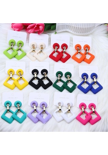 Turuncu Opk, 2023'ün Yeniliği, 12 Renk, Kare Akrilik Çerçeveler, Kadınlar İçin Lüks Çok Renkli Geometrik Küpe, Takı Pd1488 Turuncu