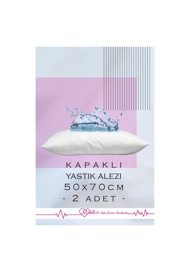 2 Adet 50x70 Yastık Alezi, Sıvı Geçirmez Yastık Alezi, Kapaklı Yastık Alezi, Yastık Koruyucu Beyaz