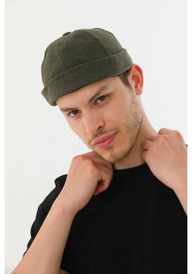 Kaşe Arkadan Ayarlı Retro Hip-hop Takke Şapka Haki