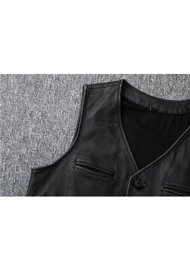 Hakiki Kuzu Derisi Kapaklı Yelek