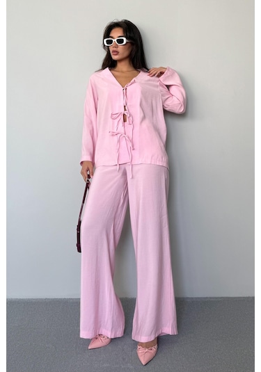 Madmext Pembe Önü Bağlamalı Alt Üst Takım Mg2473 Pembe