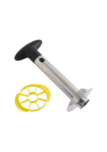2 Adet Paslanmaz Çelik Ananas Soyucular Meyve Kesici Mutfak Aletleri Kara Kolu , Boyut:ananas Corer Slicer Siyah Tutamak Sarı