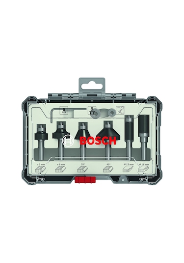 Bosch Freze Ucu Seti 6 Parça Karışık 6 MM Şaft (Pro) Biçimlendirme ve Kenar Pahlama - 2607017468