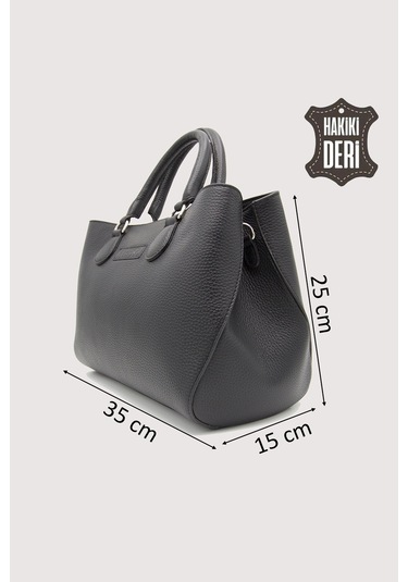 Hakiki Deri Siyah Kadın Kol Çantası Uzun Askılı Smr7666 Siyah