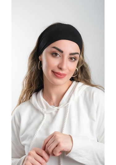 Hürrem Bone Siyah Bandana Saç Bandı Viskon Düz 3012 01 Siyah