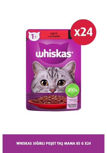 Whiskas Pouch Sığırlı Yetişkin Kedi Maması 24 x 85 G