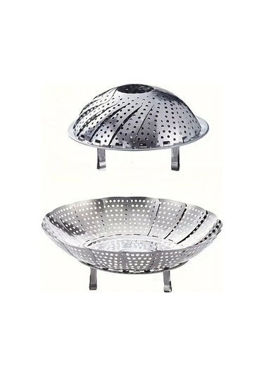 Dashanshop Silvery Paslanmaz Çelik Katlanır Buharlık Fırın Airfryer Izgara Sebze Meyve Pişirme