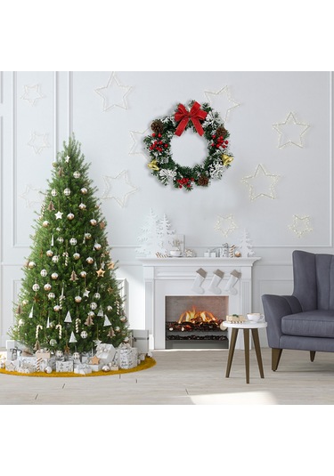 Konesam 30cm El Yapımı Noel Gülleği - Pet Materyal, Simülasyon Mantar Ve Kırmızı Meyveli, Mağaza Otel Dekorasyonu, Duvar/anahtar Bağdağı, Noel Günü Sahneleri