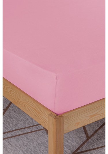 Penye-likralı Lastikli Çarşaf, 100 200 Tek Kişilik %100 Pamuk-elastan Örme Kumaş, 200 Gr/m²v Pembe