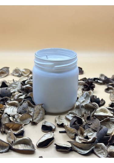 Beyaz Renk Vanilya Kokulu Soya Mum 210 Cc 1 Adet - Renkli Kavanozda Mum 1 Adet Beyaz